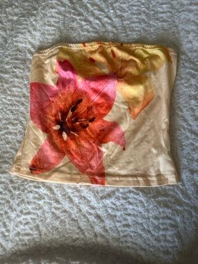 Floral Tube Top in Peach and Coral